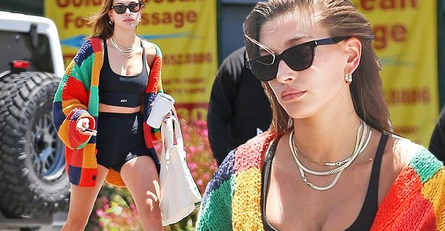 Hailey Bieber maintains her fit runway figure as she leaves Pilates class