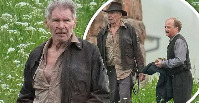 Harrison Ford looks ready for action as he shoots scenes on set of Indiana Jones 5