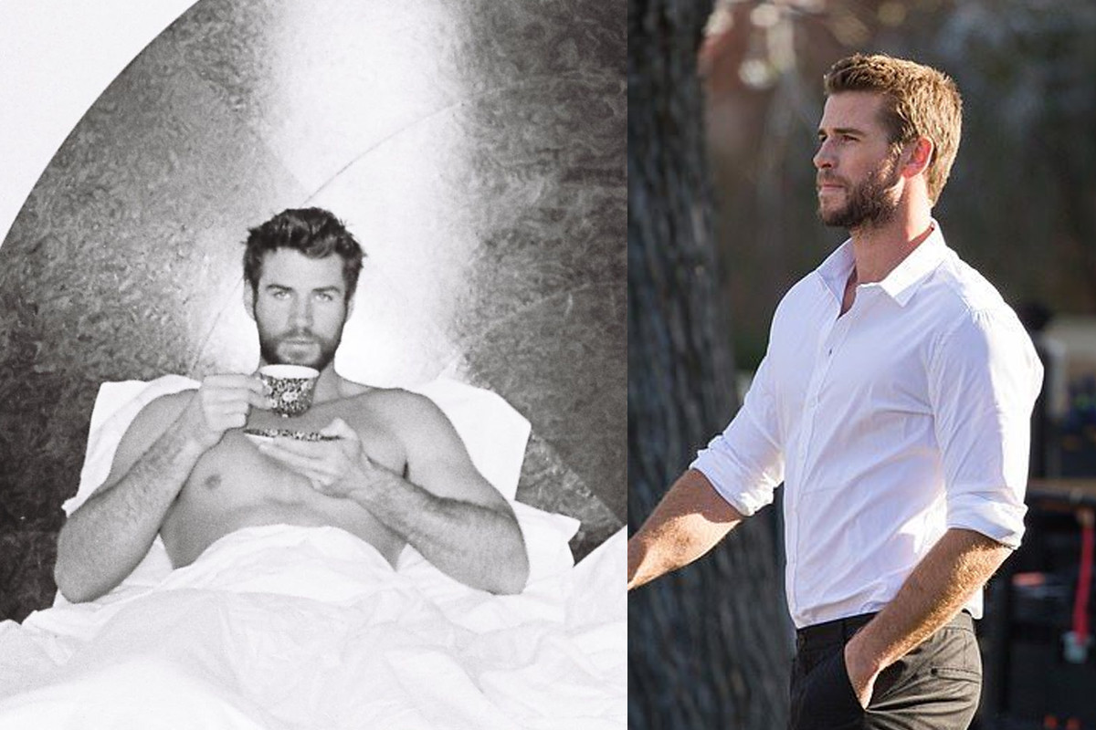 Liam Hemsworth hits the beach with his model girlfriend Gabriella Brooks an...