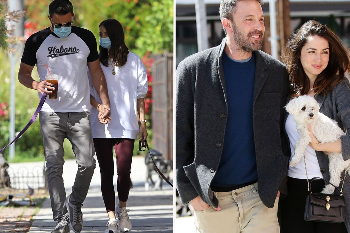 Ben Affleck and Ana de Armas put on cosy display as hold hands while taking their dogs walk amid lockdown