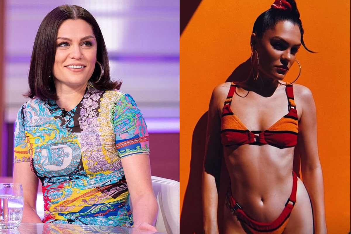 Jessie J sends temperatures soaring as she showcases her toned figure in red striped bikini