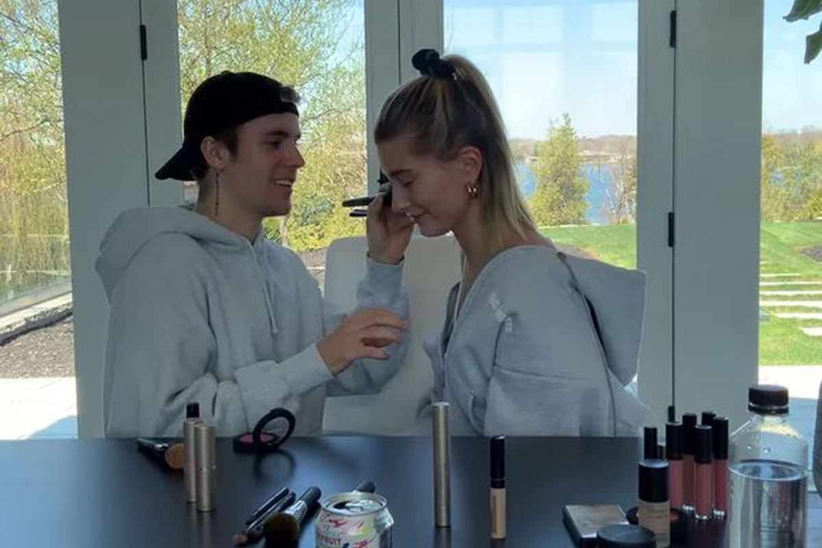 Justin Bieber does wife Hailey's makeup though Justin'd never done anything like it in his life