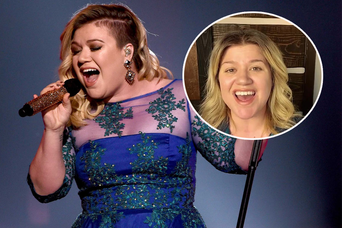 Kelly Clarkson sings the national anthem prior to what was to be the NASA-Space X collaboration