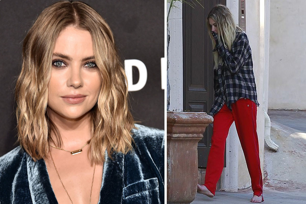 Ashley Benson is spotted barefoot outside new love G-Eazy's home after split from Cara Delevingne