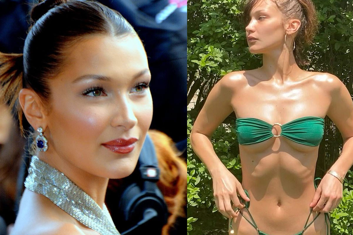 Bella Hadid slips into sexy strapless green string bikini for scintillating new quarantine snapshots