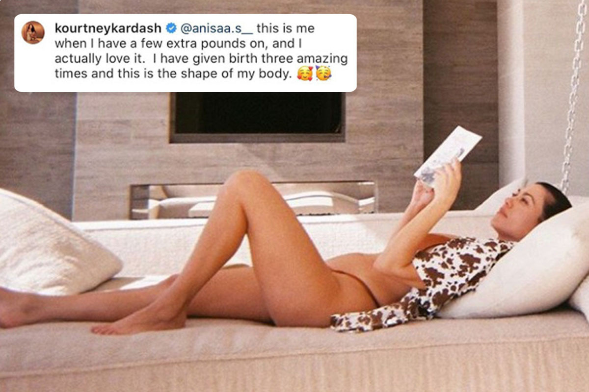 Kourtney Kardashian denies being pregnant after gaining "a few extra pounds"