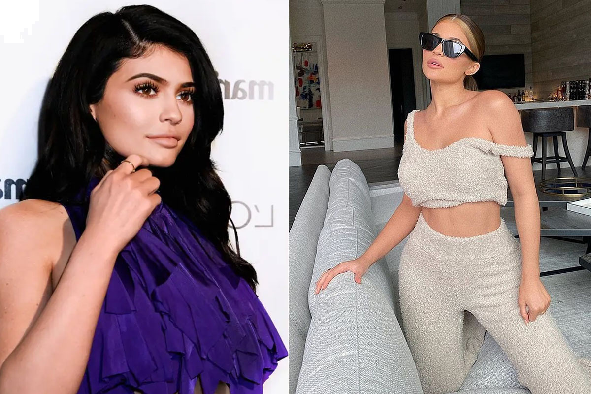 Kylie Jenner showcases her taut abs as she relaxes at her $36.5million mansion wearing fuzzy crop top