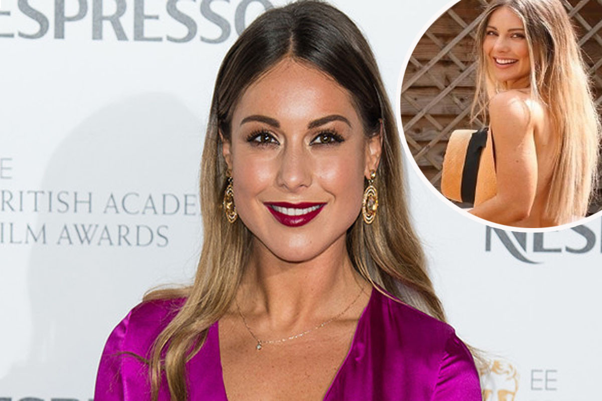 Louise Thompson puts on risqué display as she poses topless