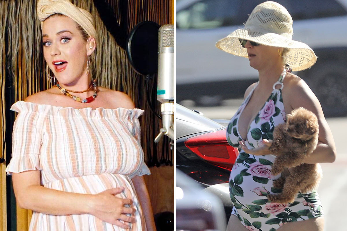 Mom-to-be Katy Perry puts her baby bump on full display in a swimsuit