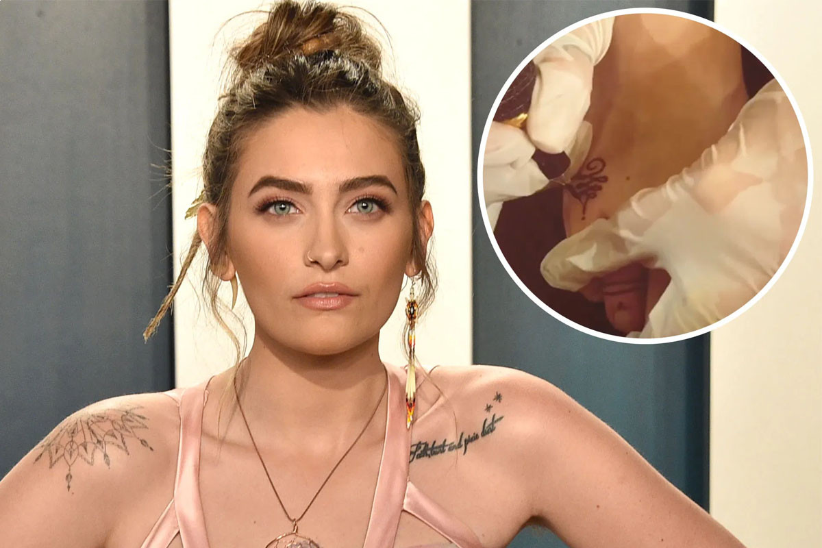 Paris Jackson gave herself a new foot tattoo at home