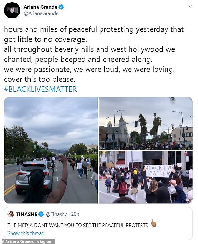 ariana-grande-supports-black-lives-matter-as-she-marches-through-beverly-hills-while-lizzo-1