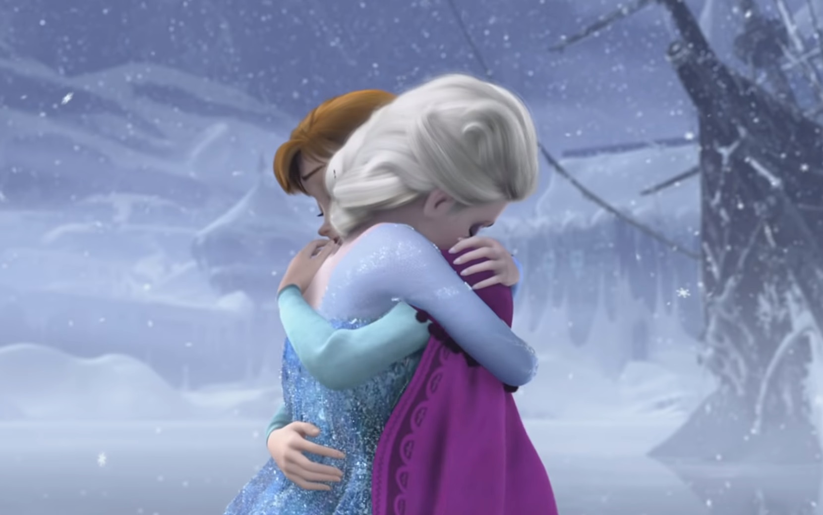 Elsa and anna hugging