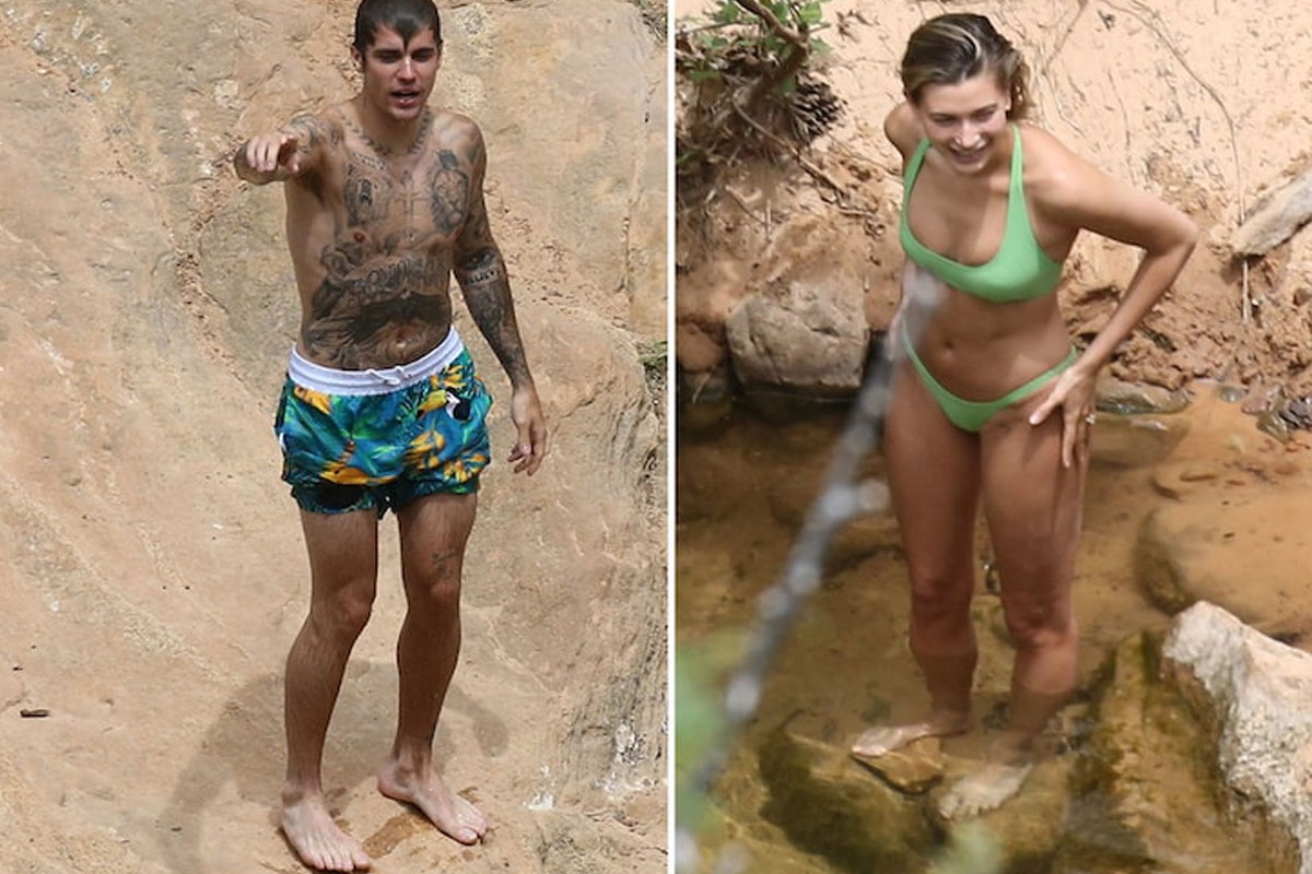Justin Bieber and his wife cool off in lake