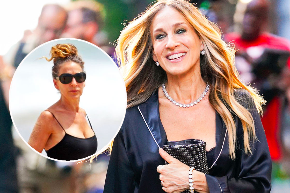 Sarah Jessica Parker shows incredible curves in black swimwear at 55