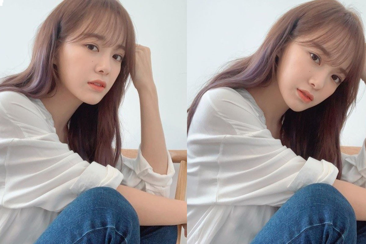 Sejeong shows off pure beauty as doll with her purple hair