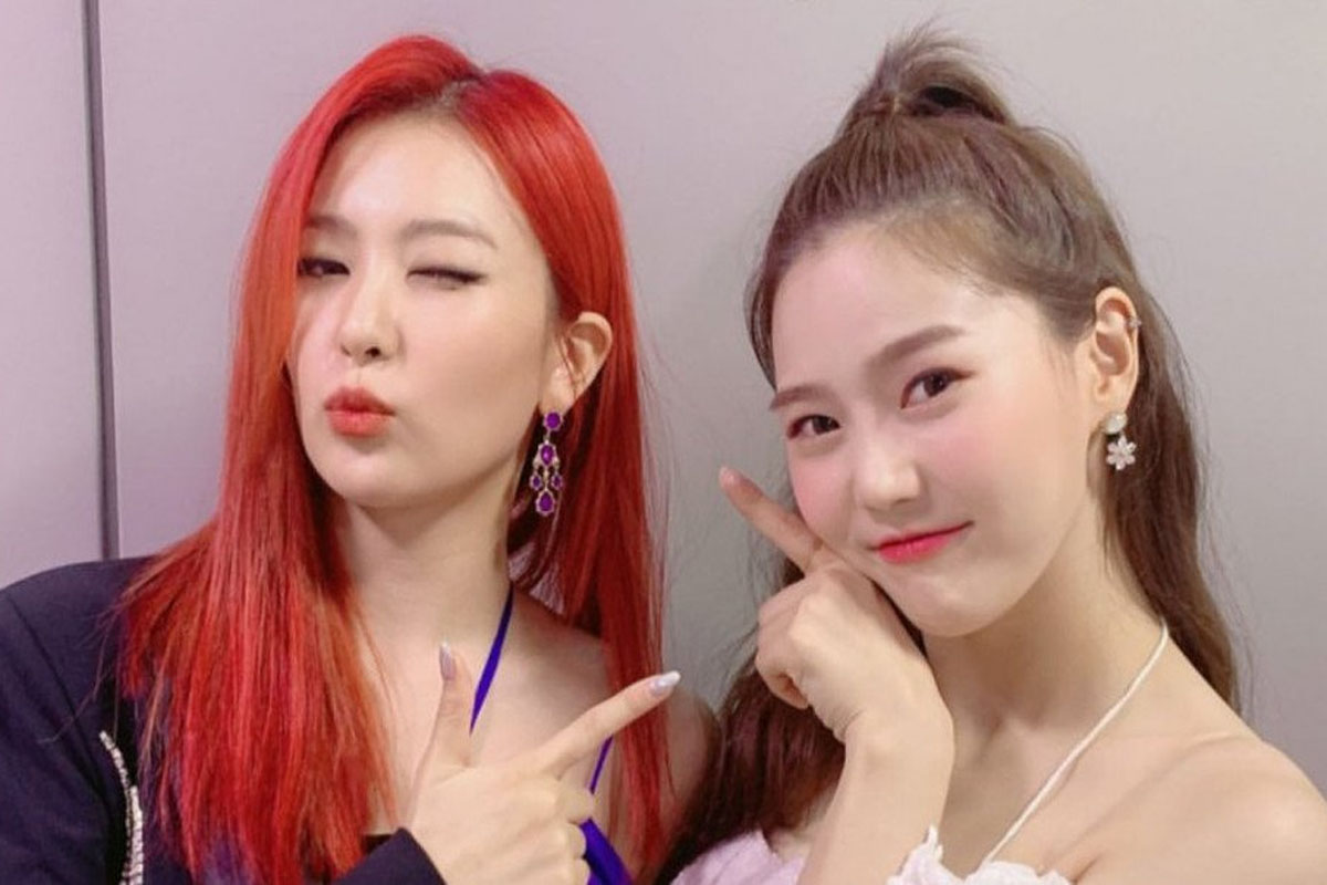 Red Velvet's Seulgi and Oh My Girl's Hyojung show their friendship at backstage '2020 Dream Concert'