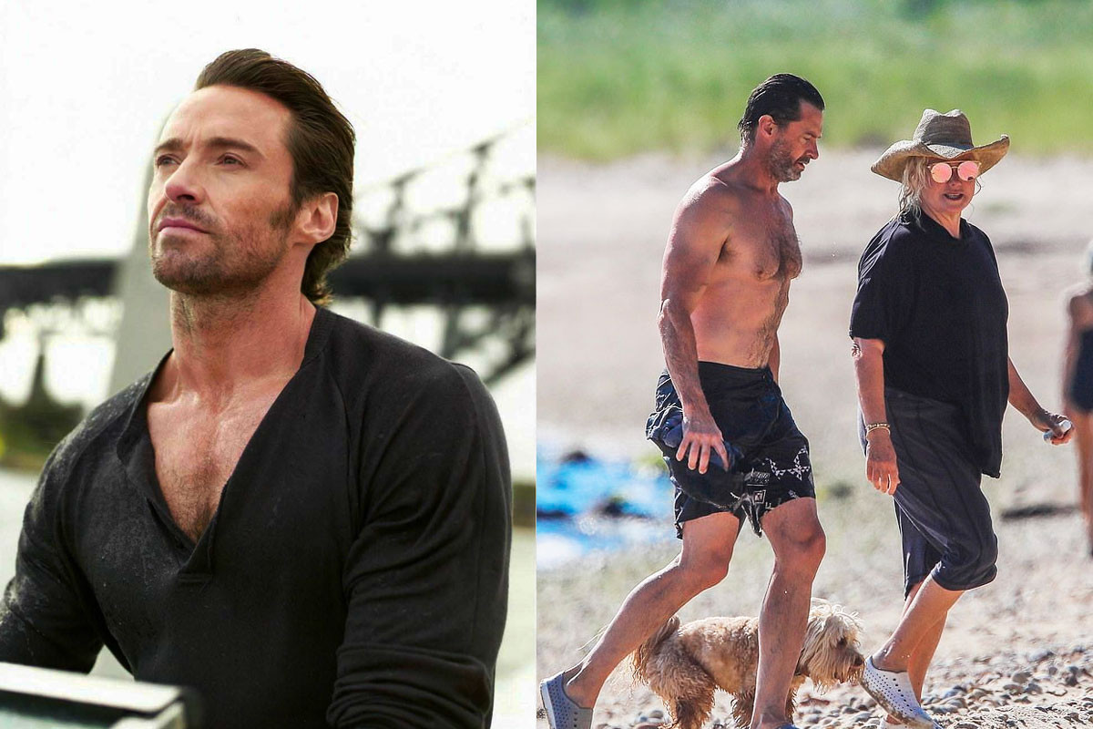 Hugh Jackman shows off muscular physique on beach with wife Deborra-Lee