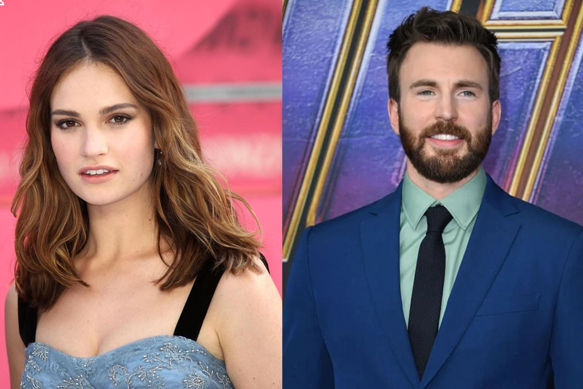 Lily James and Chris Evans believed to arrive at hotel together