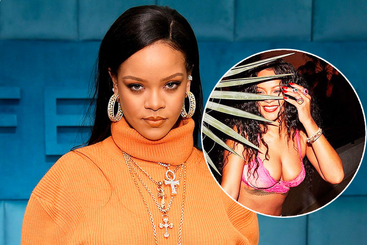 Rihanna shows off gorgeous curves in light-pink lingerie set
