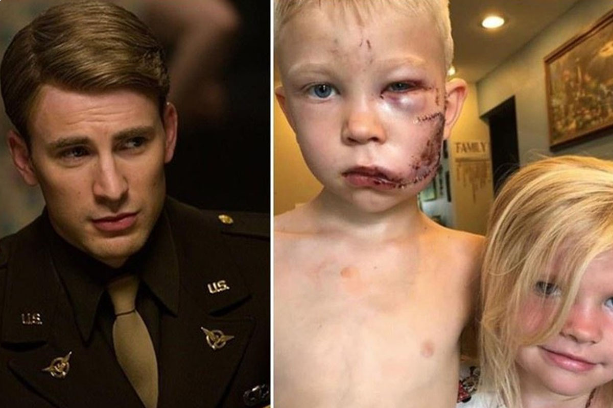The boy who risked his life to save his sister was given a real shield by 'Captain America' Chris Evans