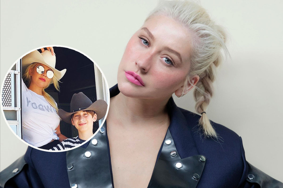 Christina Aguilera showcases western style with her son Max