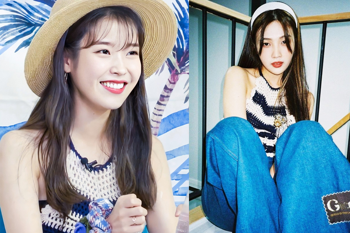 Red Velvet Joy and IU - different vibes in same outfit