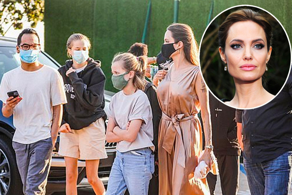 Angelina Jolie and her 6 children out for family lunch date