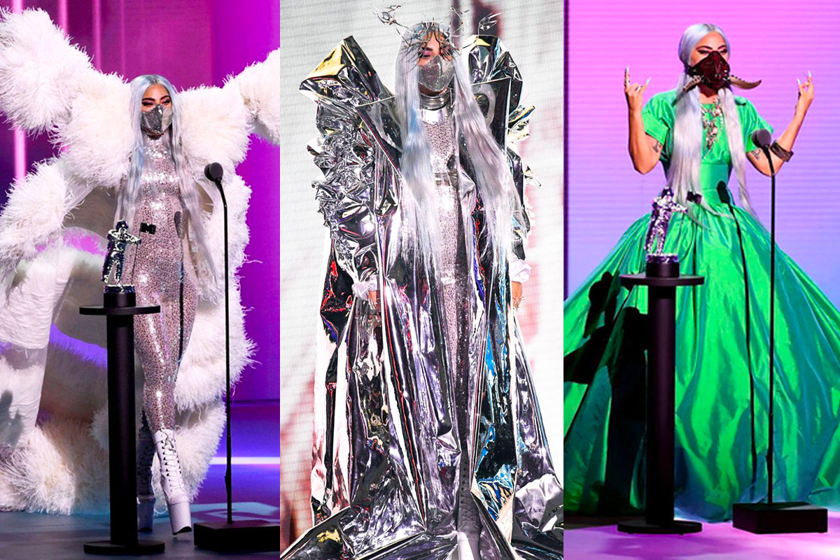 Lady Gaga Wearing Mask Onstage Winning 5 Awards At 2020 VMA
