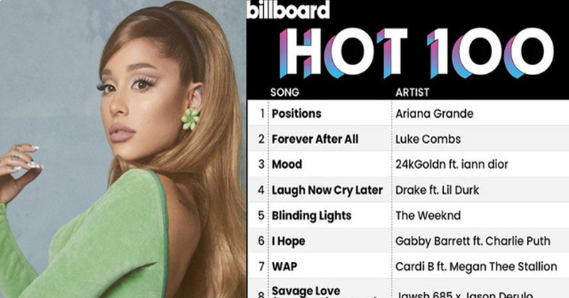 Ariana Grande's Positions Debut # 1 Billboard Hot 100 Makes History