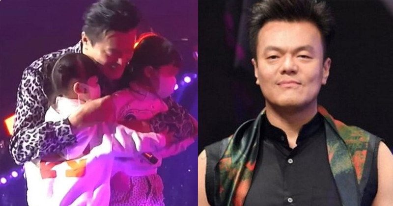 J.Y. Park Happily Stops His Show After He Sees His Two Daughters Coming Up On Stage