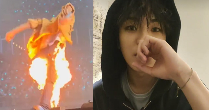 TREASURE Jaehyuk nearly burns on stage as fire effects turn on by accident during concert in Bangkok