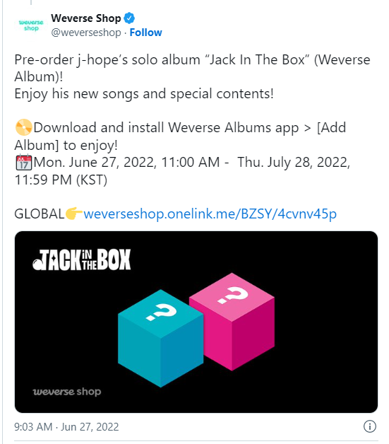 FREAKING KING BEHAVIOR”: Fans rejoice as BTS' J-hope becomes a one million  seller with his latest physical album Jack in the Box